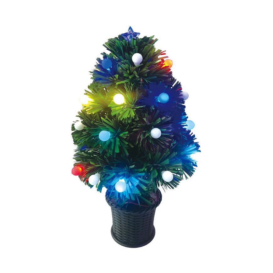 12&quot; Fiber Optic Christmas Tree in Pot with Multicolor LED Lights – USB Powered