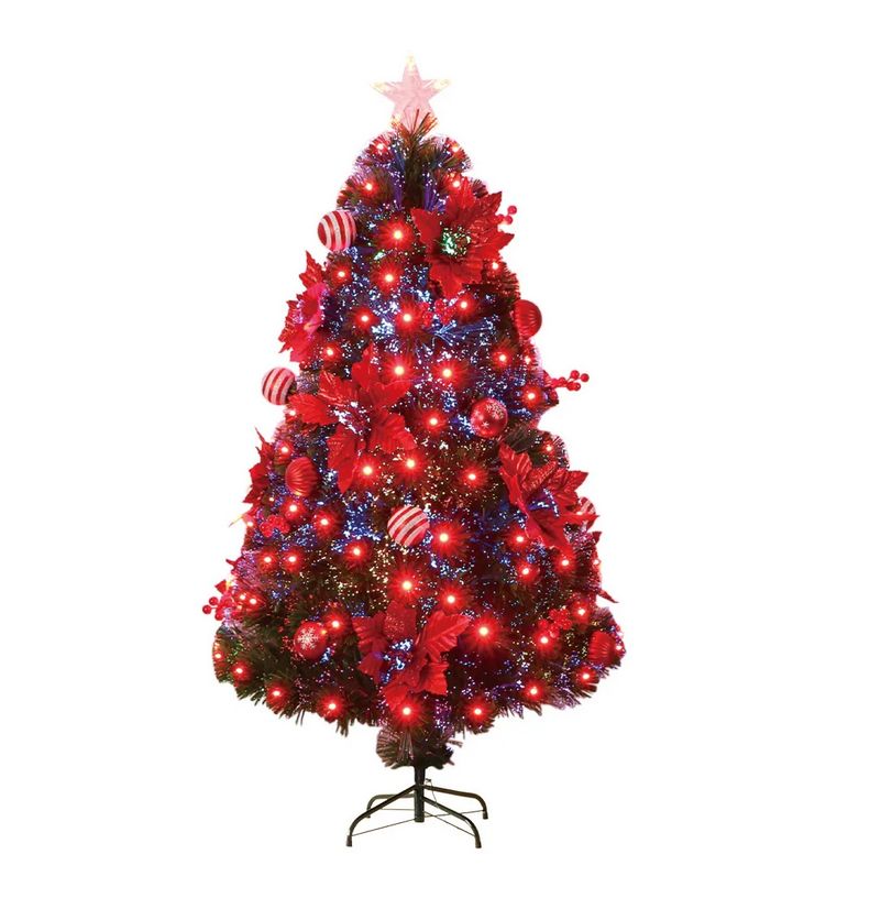 6ft Optical Fiber Christmas Tree with Multicolor LED Lights &amp; Ornaments