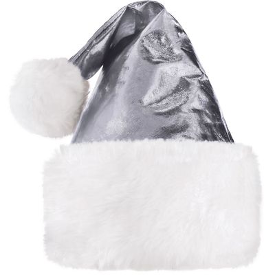Metallic Silver Adjustable Santa Hat