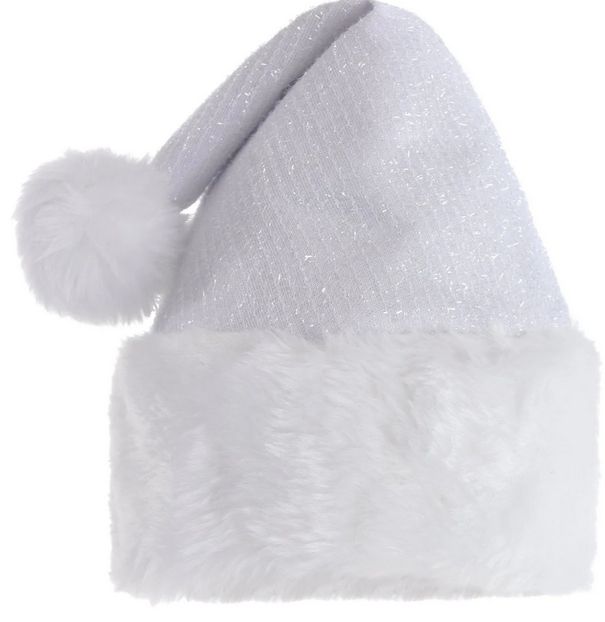 White Deluxe Santa Hat Adjustable For Kids &amp; Adults