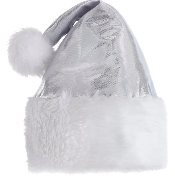 Silver Deluxe Santa Hat Adjustable For Kids &amp; Adults
