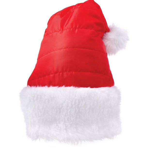 Red Puffer Santa Hat Adustable For Kids &amp; Adults