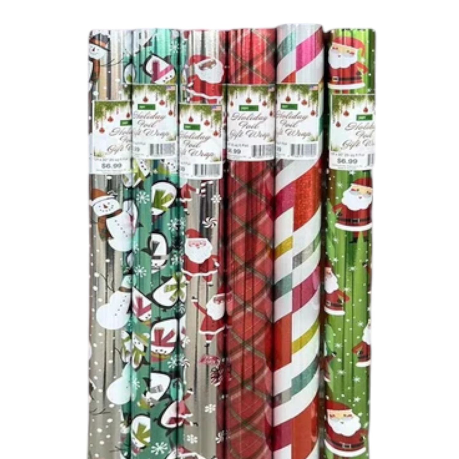 Christmas Foil Gift Wrap Roll – 10ft x 30&quot; (25 sq ft)