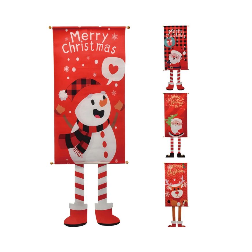 Christmas Hanging Flag – Assorted 3 Styles (Santa, Snowman &amp; Reindeer)