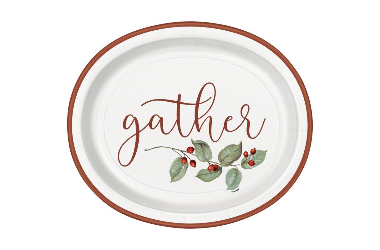 Fall Flair Thanksgiving "Gather" 12" Oval Plates 8ct Fall Flair Thanksgiving "Gather" 12" Oval Plates 8ct