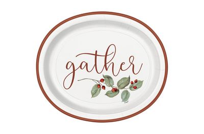 Fall Flair Thanksgiving &quot;Gather&quot; 12&quot; Oval Plates  8ct
