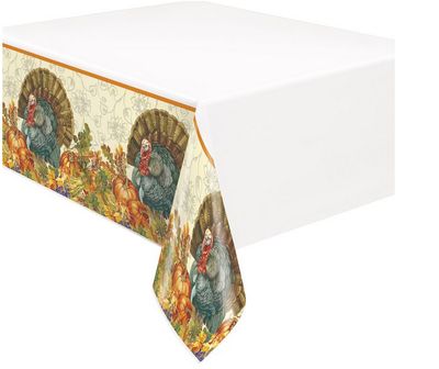 Traditional Thanksgiving Rectangular Plastic Table Cover – 54&quot; x 84&quot;
