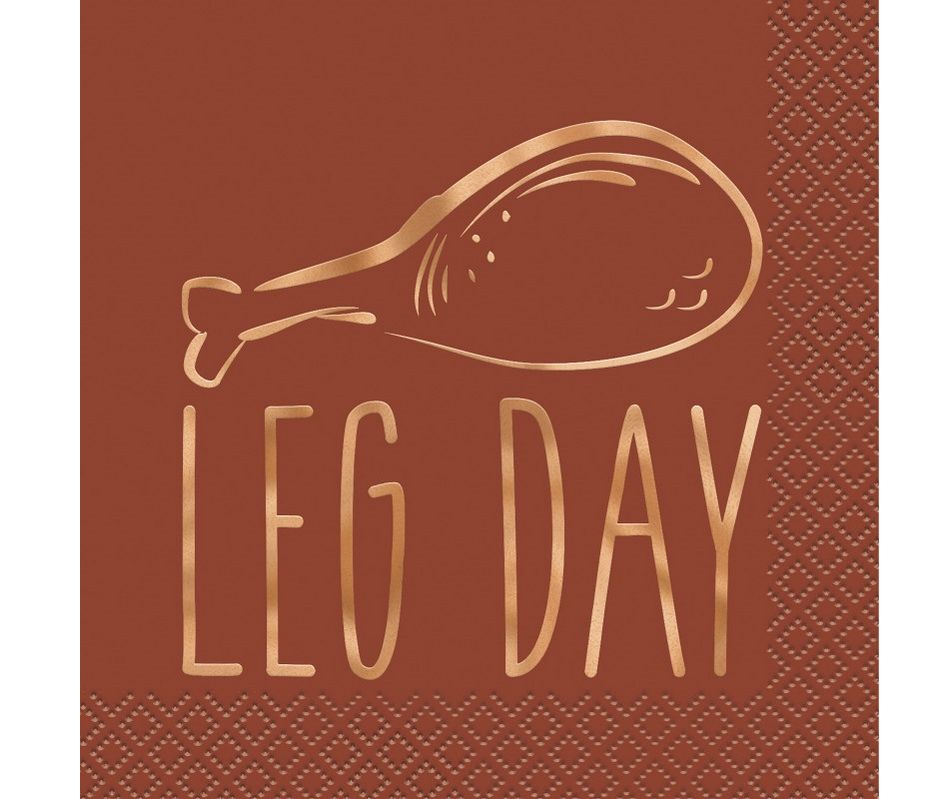 Elegant Thanksgiving “Leg Day” Beverage Napkins – 16ct (Foil Stamping)