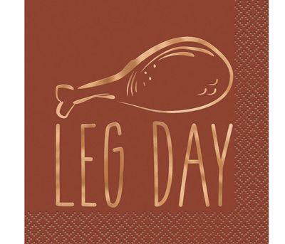 Elegant Thanksgiving “Leg Day” Beverage Napkins – 16ct (Foil Stamping)