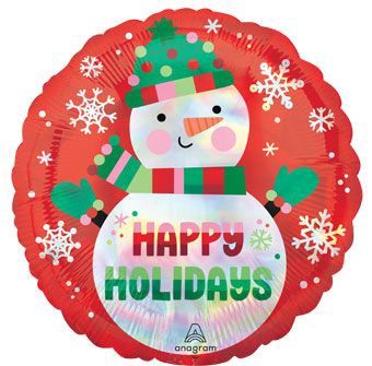 18" Happy Holidays Shimmering Iridescent Snowman Foil Balloon (Holographic) 18" Happy Holidays Shimmering Iridescent Snowman Foil Balloon (Holographic)