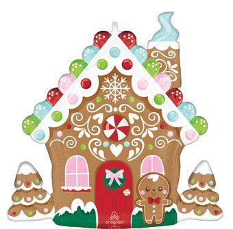 Large Shape Gingerbread House “Baking Spirits Bright” Foil Balloon – 27" Large Shape Gingerbread House “Baking Spirits Bright” Foil Balloon – 27"