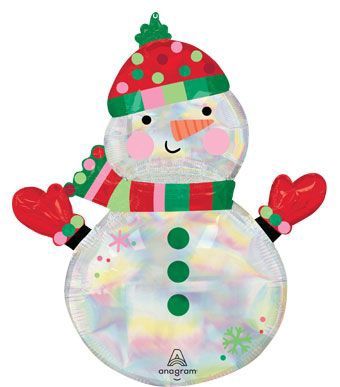 Large Shape Shimmering Iridescent Snowman Foil Balloon – 31" Large Shape Shimmering Iridescent Snowman Foil Balloon – 31"