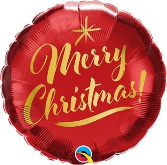 18" Merry Christmas Gold Script on Red Foil Balloon 18" Merry Christmas Gold Script on Red Foil Balloon