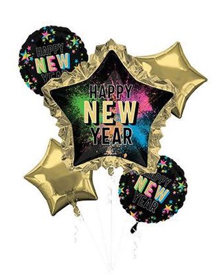 Bouquet Happy New Year Glow – 5pc Balloon Set Bouquet Happy New Year Glow – 5pc Balloon Set