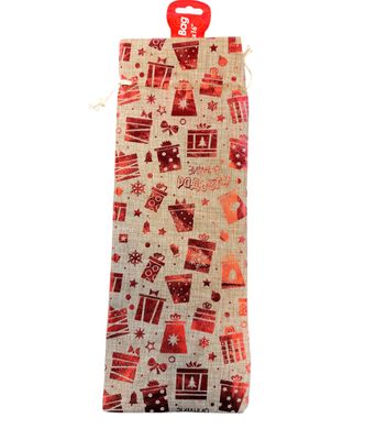 Christmas Fabric Wine Gift Bag – 16 x 6&quot;