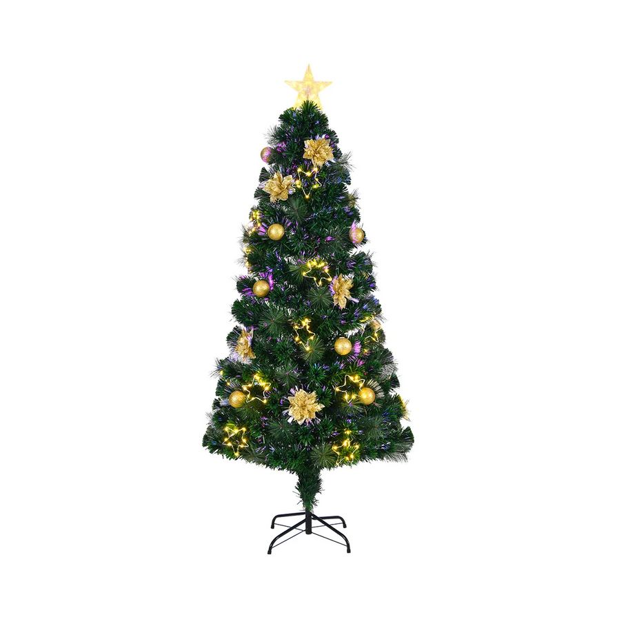 6ft Optical Fiber Christmas Tree with Ornaments & LED Star Lights – 200 Tips 6ft Optical Fiber Christmas Tree with Ornaments & LED Star Lights – 200 Tips