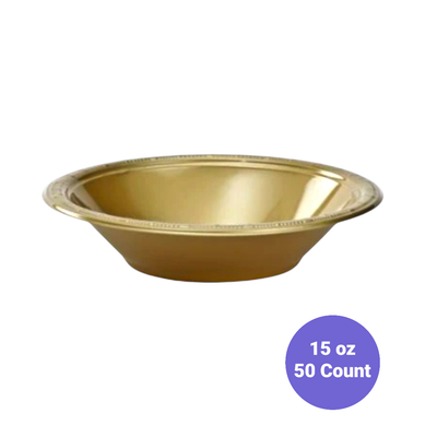 15oz Plastic Bowls 50ct - Gold