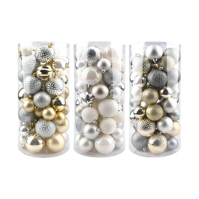 Xmas Ball Ornament Set 50ct – Assorted Sizes (6cm, 5cm, 4cm)