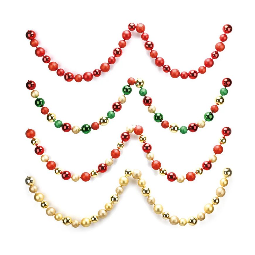 X&#39;mas Ball Garland – 5cm &amp; 6cm Assorted Ball Set, Color: Red
