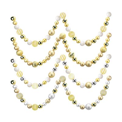 Gold X&#39;mas Ball Garland – Assorted Size ornaments (8cm, 5cm, 4cm)