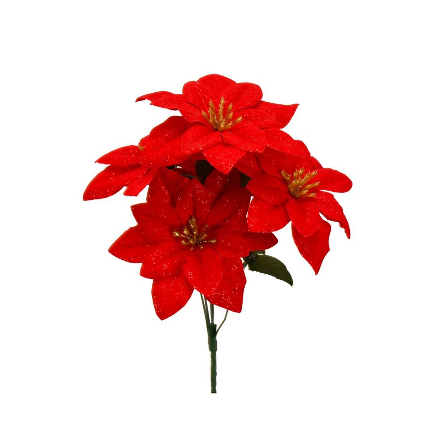 12&quot; Poinsettia Stem – 5 Heads