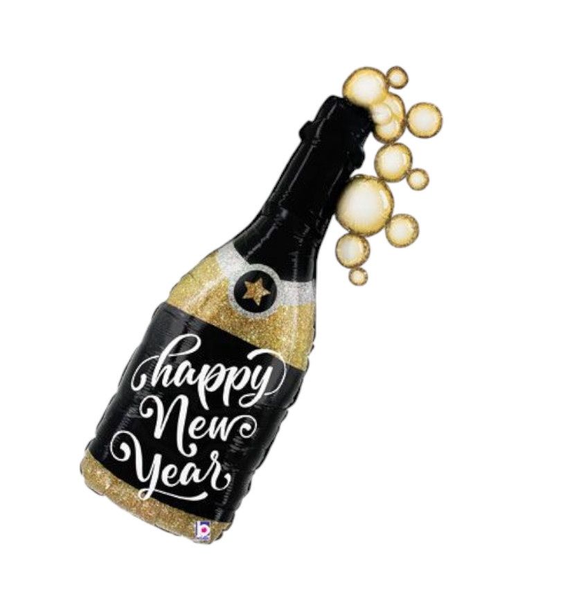 LRG SHP New Year Champagne Bubbles Balloon – 39&quot;