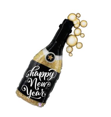 LRG SHP New Year Champagne Bubbles Balloon – 39" LRG SHP New Year Champagne Bubbles Balloon – 39"