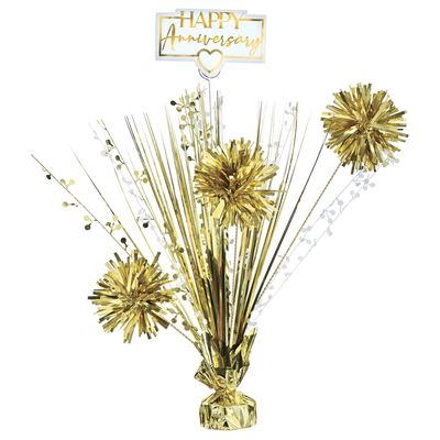 Happy Anniversary Gold Spray Centerpiece – 18&quot;