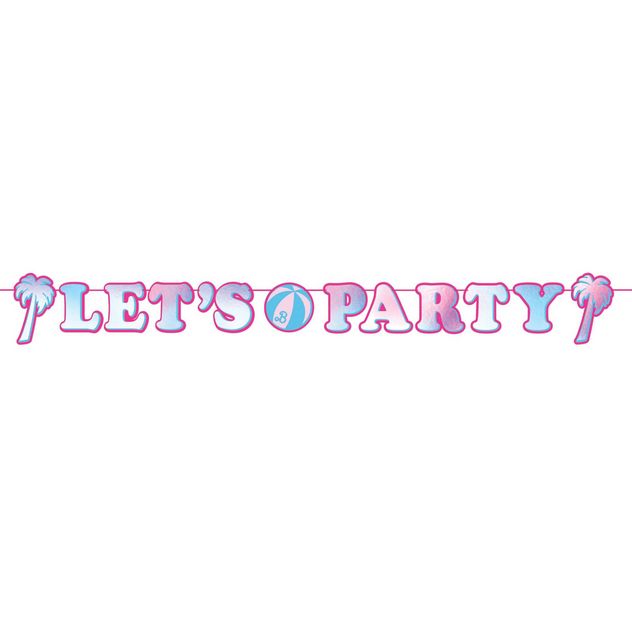 Malibu Barbie Metallic “Let’s Party” Cardstock Letter Banner – 12 ft