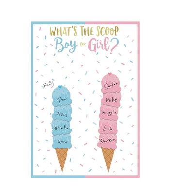 &quot;What&#39;s The Scoop Boy or Girl&quot; Ice Cream Customizable Activity Game Chart, Blue/Pink, 40-in