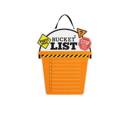 Over the Hill &quot;Bucket List&quot; Hanging Sign Decoration, 15-inch, Orange