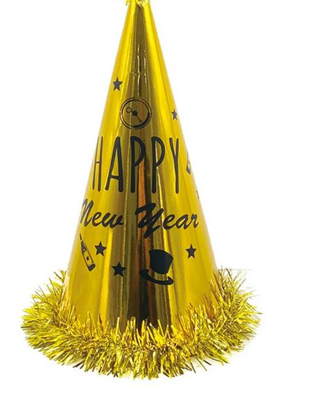 13.5&quot; New Year Cone Hat, Color: Gold