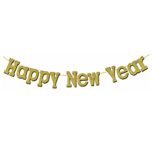 11" Happy New Year Banner – Gold, 11" Letters on 11.25 ft String