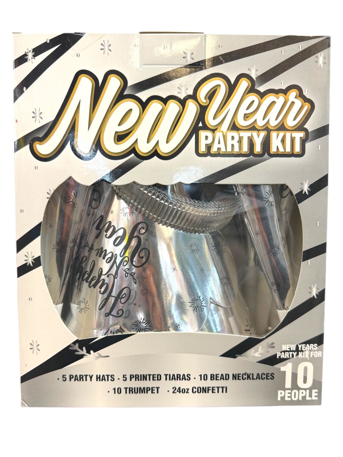 Silver New Year Party Kit for 10 Guests