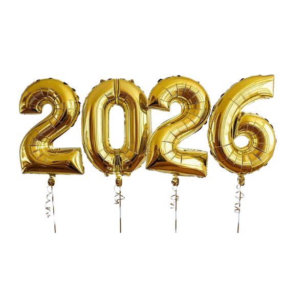 34&quot; Gold 2-0-2-6 Number Balloons Kit