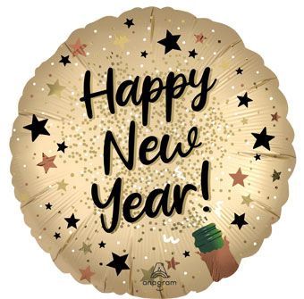 Happy New Year Natural Sparkle Satin – 18&quot;