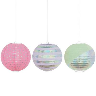 Opalescent Paper Lanterns – 3 Pcs, 9.5&quot;