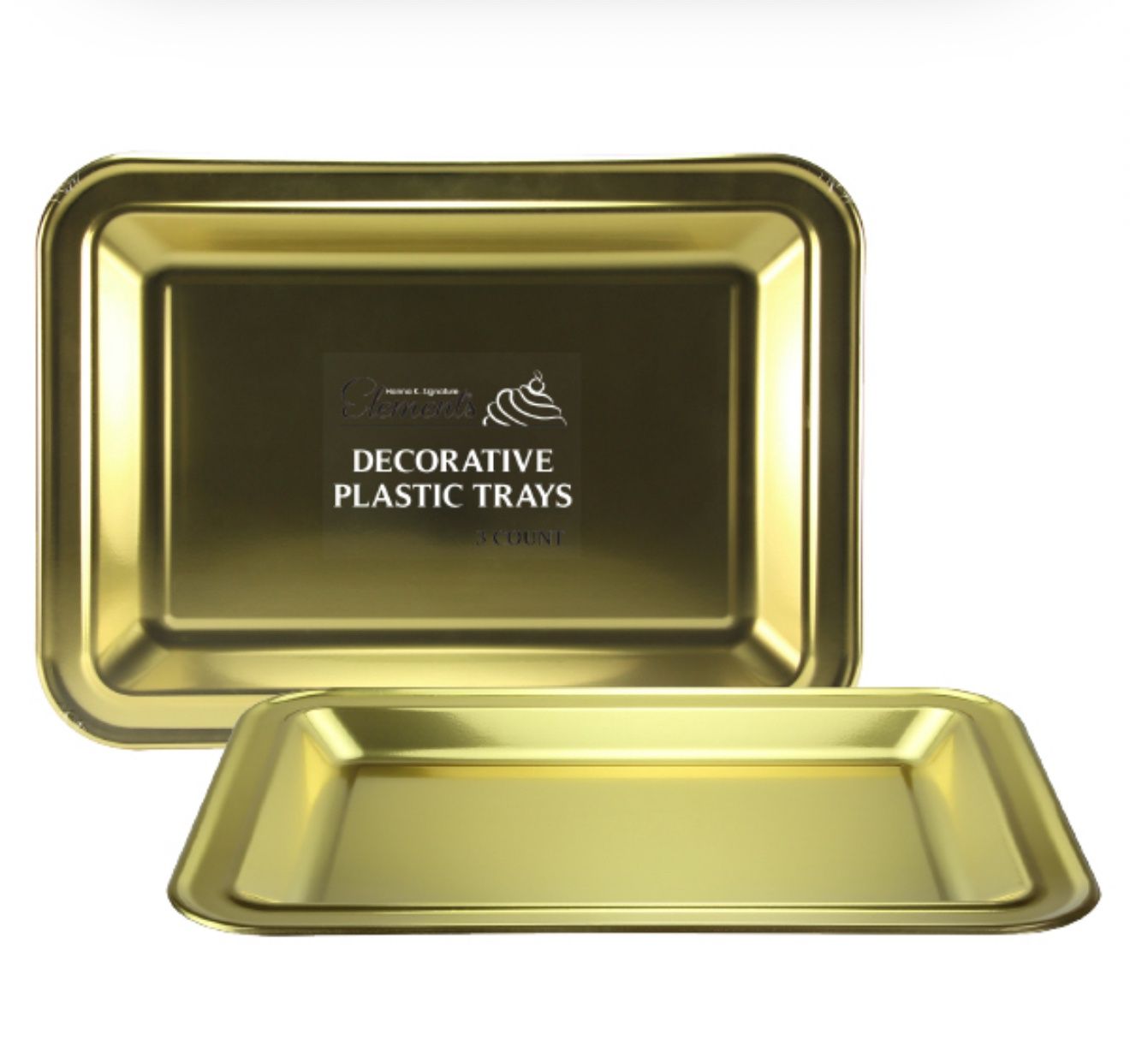 Metallic Rectangle Tray – 17.75" x 12.75", Color: Gold