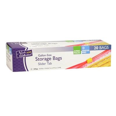 Premium Heavyweight Plastic Storage Bags – 1 Gallon, Slider Tab, 20ct