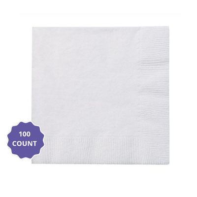Bright White Solid Beverage Napkins – 100ct