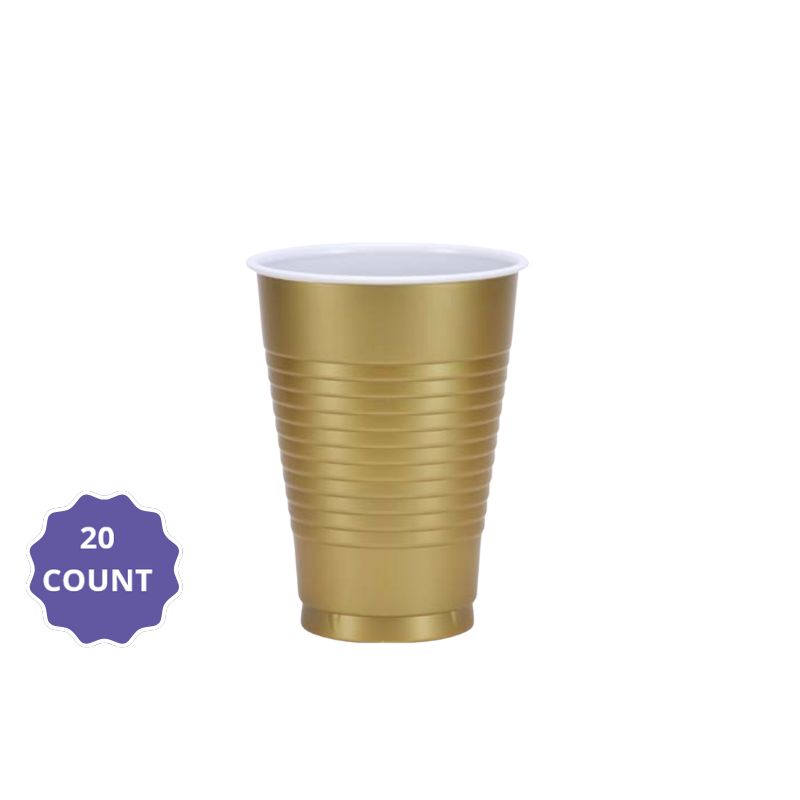 12oz Plastic Gold Cups – 18ct