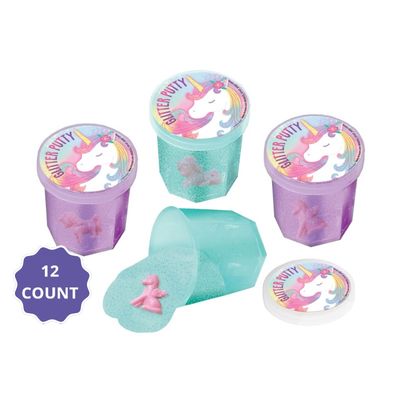 Unicorn Glitter Putty High Count Favor 12ct