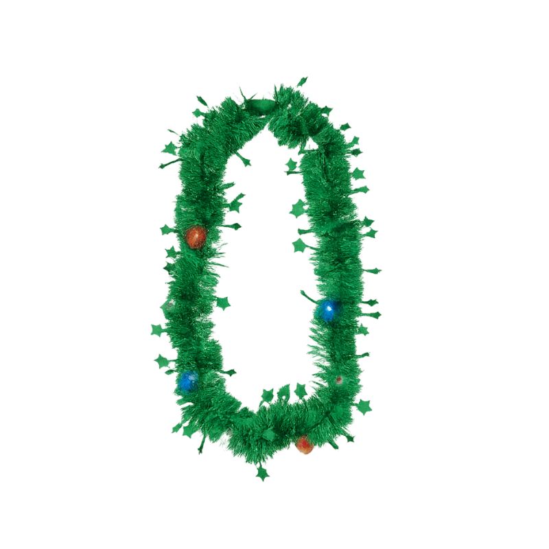 Light Up Tinsel Necklace - Green