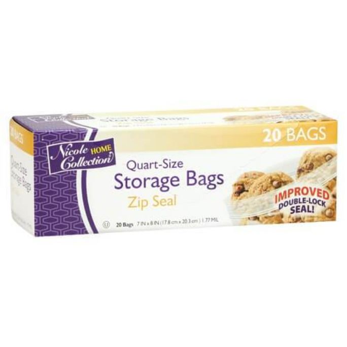 Quart Size Storage Bags with Zip Seal – 20 ct