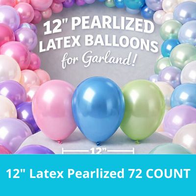 12" Latex 72ct Packaged Pearlized