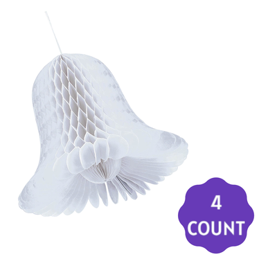 5" White Bridal Honeycomb Bells 4CT