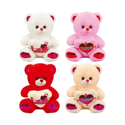 16" Plush Bear with Heart – Assorted Colors (4 Colors)