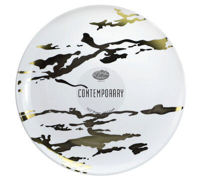 Marble Gold Premium Plastic 10.5" Round Dinner Plate 10CT