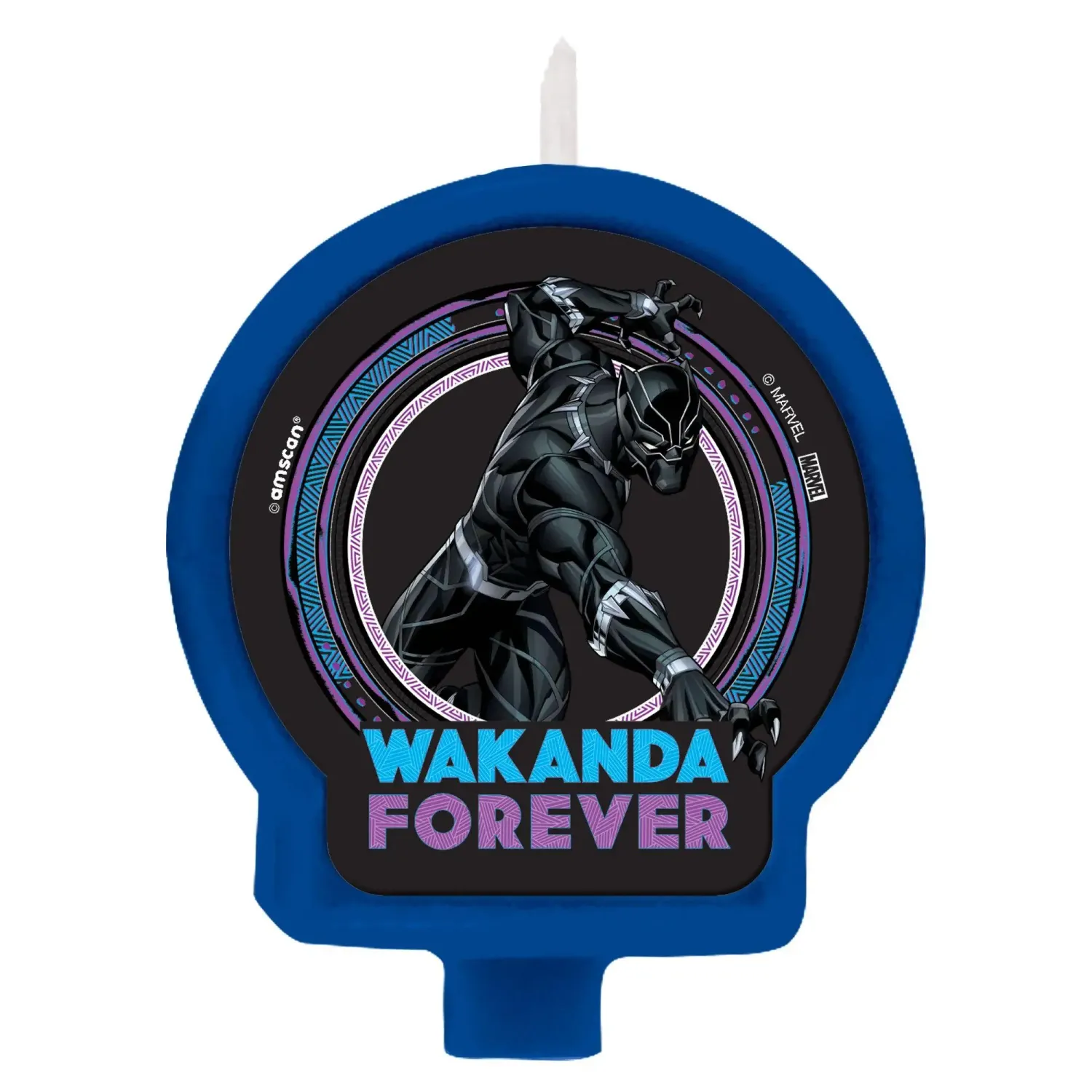 Black Panther Wakanda Forever Birthday Candle, 2.4in x 2.5in