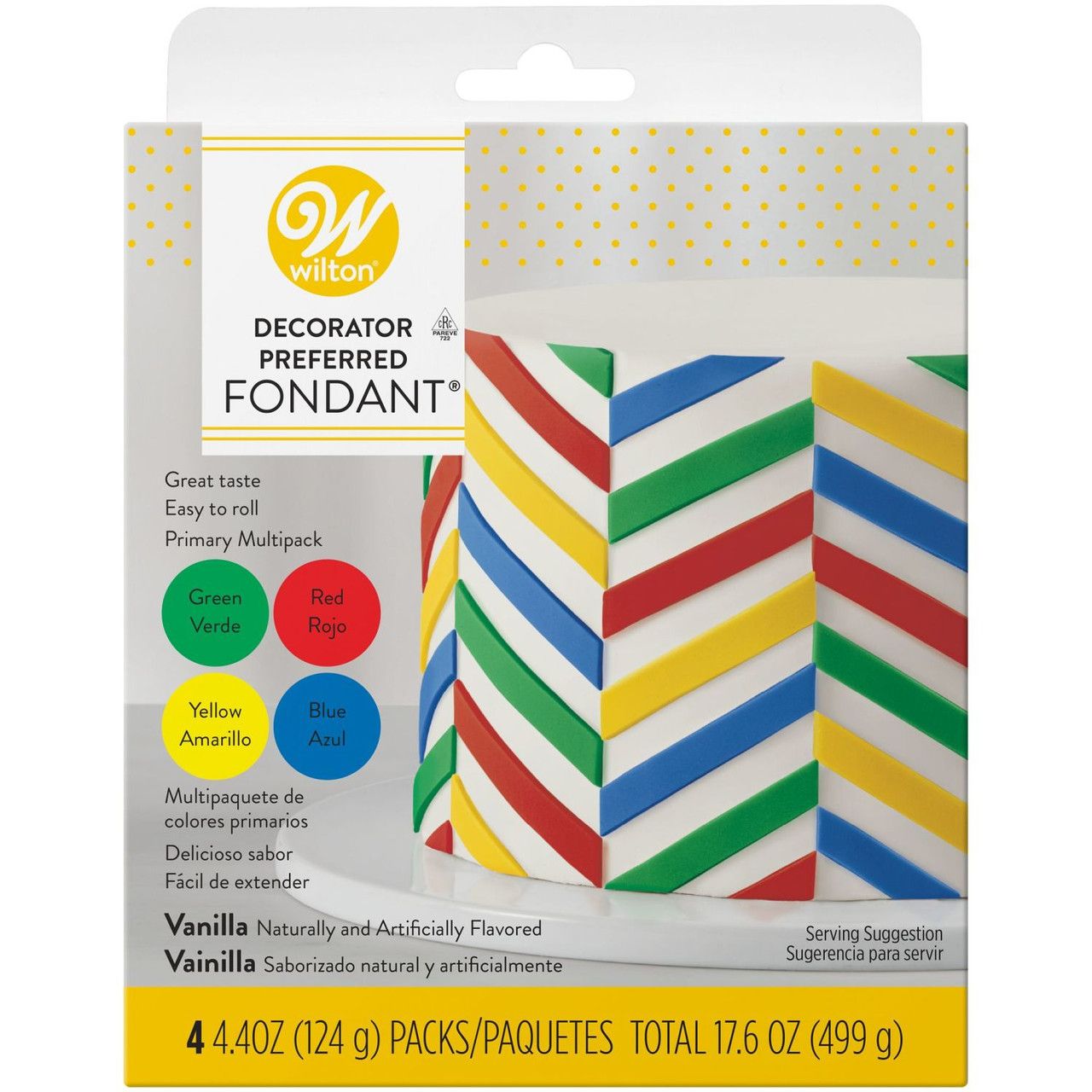 Decorator Preferred Fondant, Multi ,Vanilla Flavored  4.4 oz, Color: PRIMARY